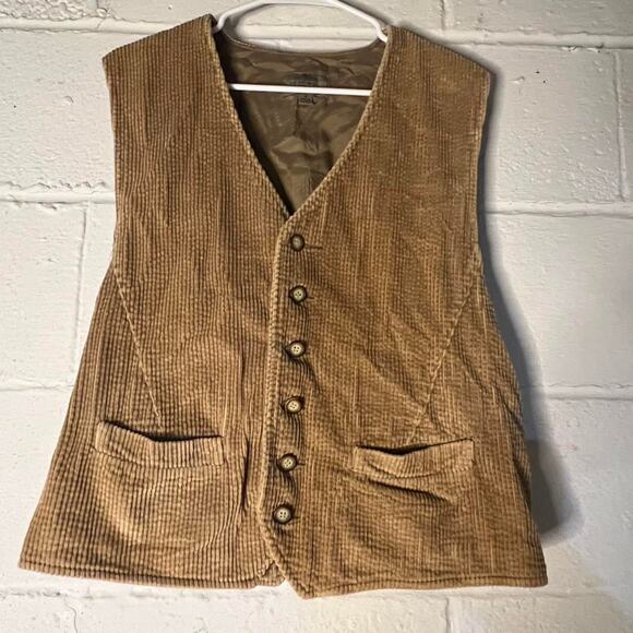 Vintage khaki Vest |corduroy | Buttons |Y2k Country Western - Picture 2 of 8